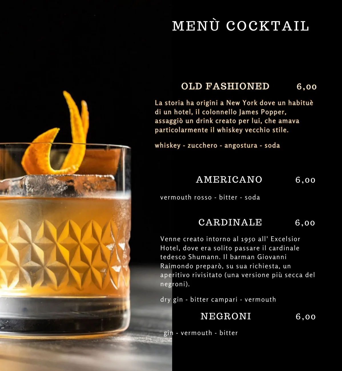 Cocktail e proposta serale